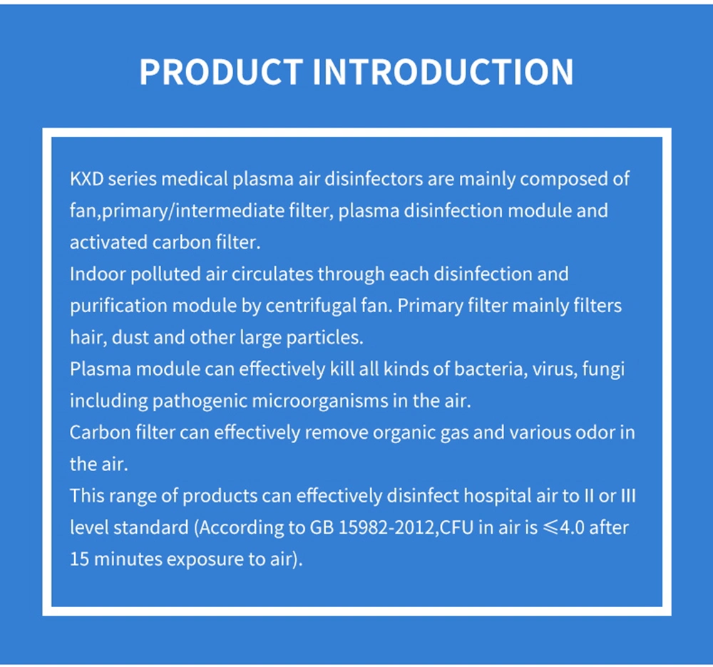 Factory Direct Sale Filter + Activated Carbon + Plasma Sterilization to Fresh Air, Hospital Air Sterilizer